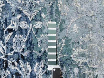 Grey 12'0" x 12'0" Transitional Hand knotted Wool/Silk Rug - Sku: O090808