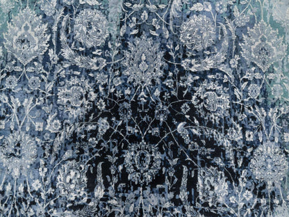 Grey 12'0" x 12'0" Transitional Hand knotted Wool/Silk Rug - Sku: O090808