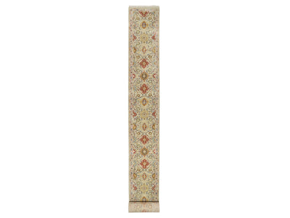 Transitional hand-knotted wool/silk runner in Beige, 6'2" x 24'0", SKU O090809