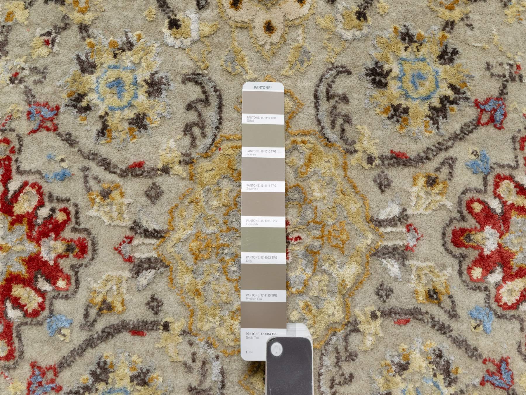 Transitional hand-knotted wool/silk runner in Beige, 6'2" x 24'0", SKU O090809