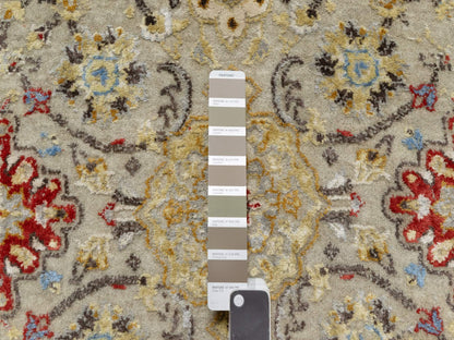 Transitional hand-knotted wool/silk runner in Beige, 6'2" x 24'0", SKU O090809
