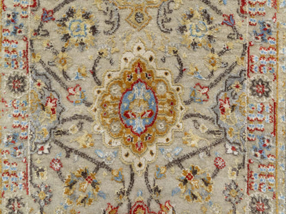 Transitional hand-knotted wool/silk runner in Beige, 6'2" x 24'0", SKU O090809