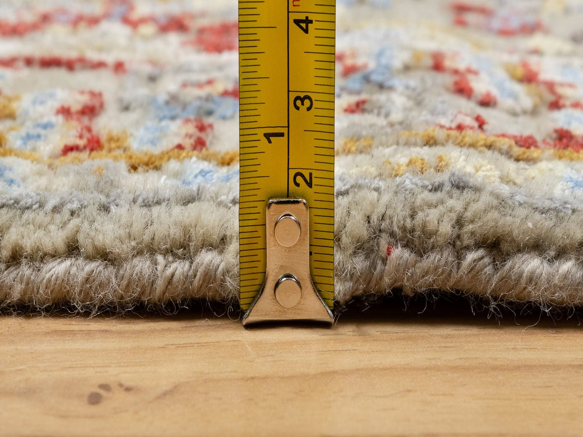 Transitional hand-knotted wool/silk runner in Beige, 6'2" x 24'0", SKU O090809