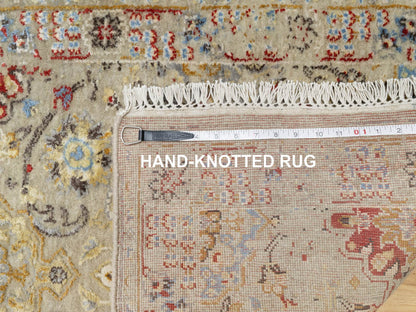 Transitional hand-knotted wool/silk runner in Beige, 6'2" x 24'0", SKU O090809