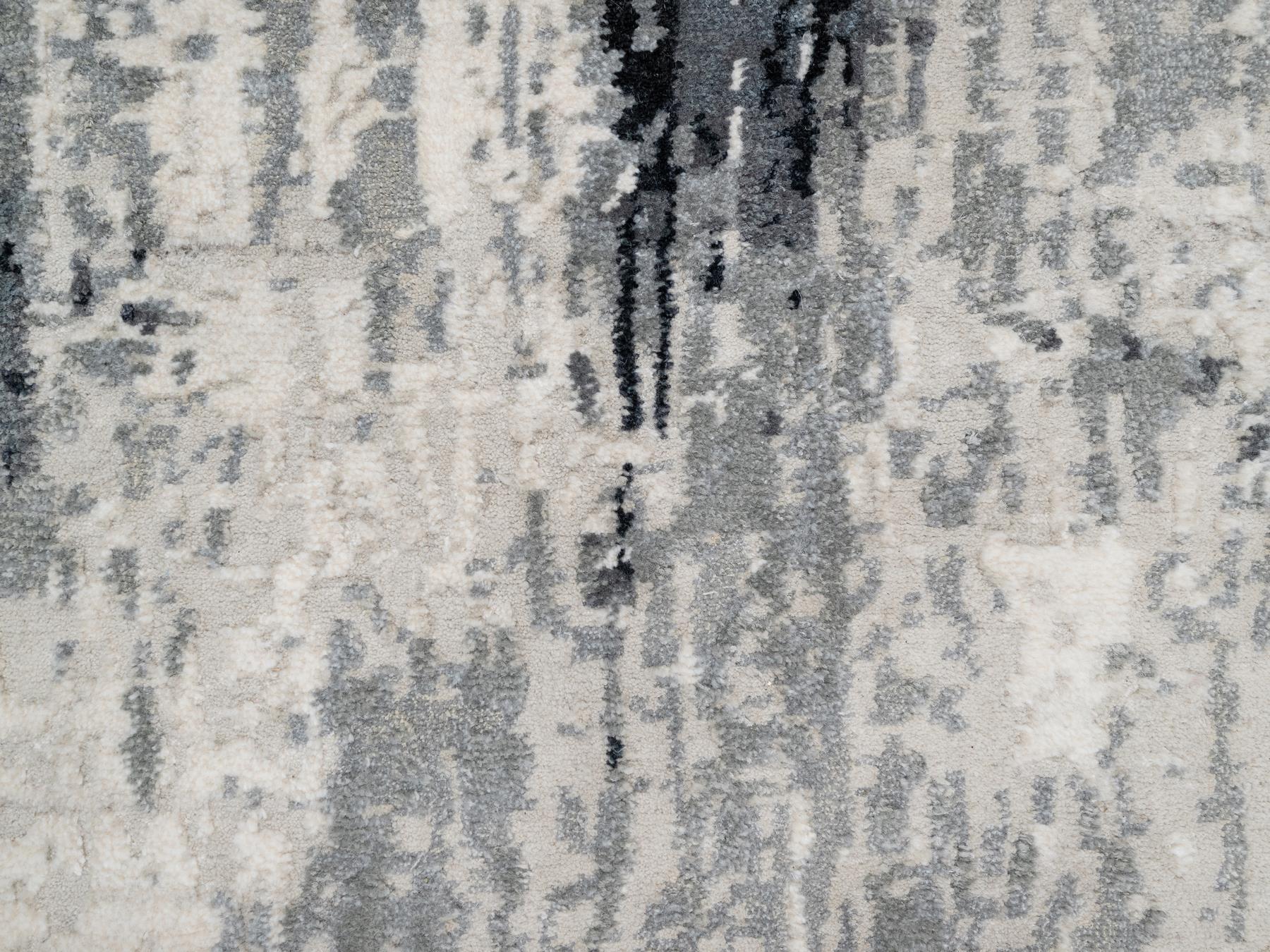 Modern / Contemporary hand-knotted wool/silk runner in Black, 2'6" x 8'0", SKU O090810