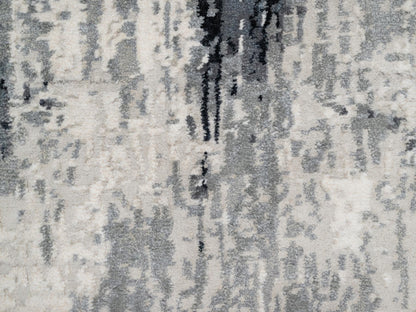Modern / Contemporary hand-knotted wool/silk runner in Black, 2'6" x 8'0", SKU O090810