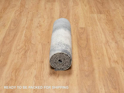 Modern / Contemporary hand-knotted wool/silk runner in Black, 2'6" x 8'0", SKU O090810