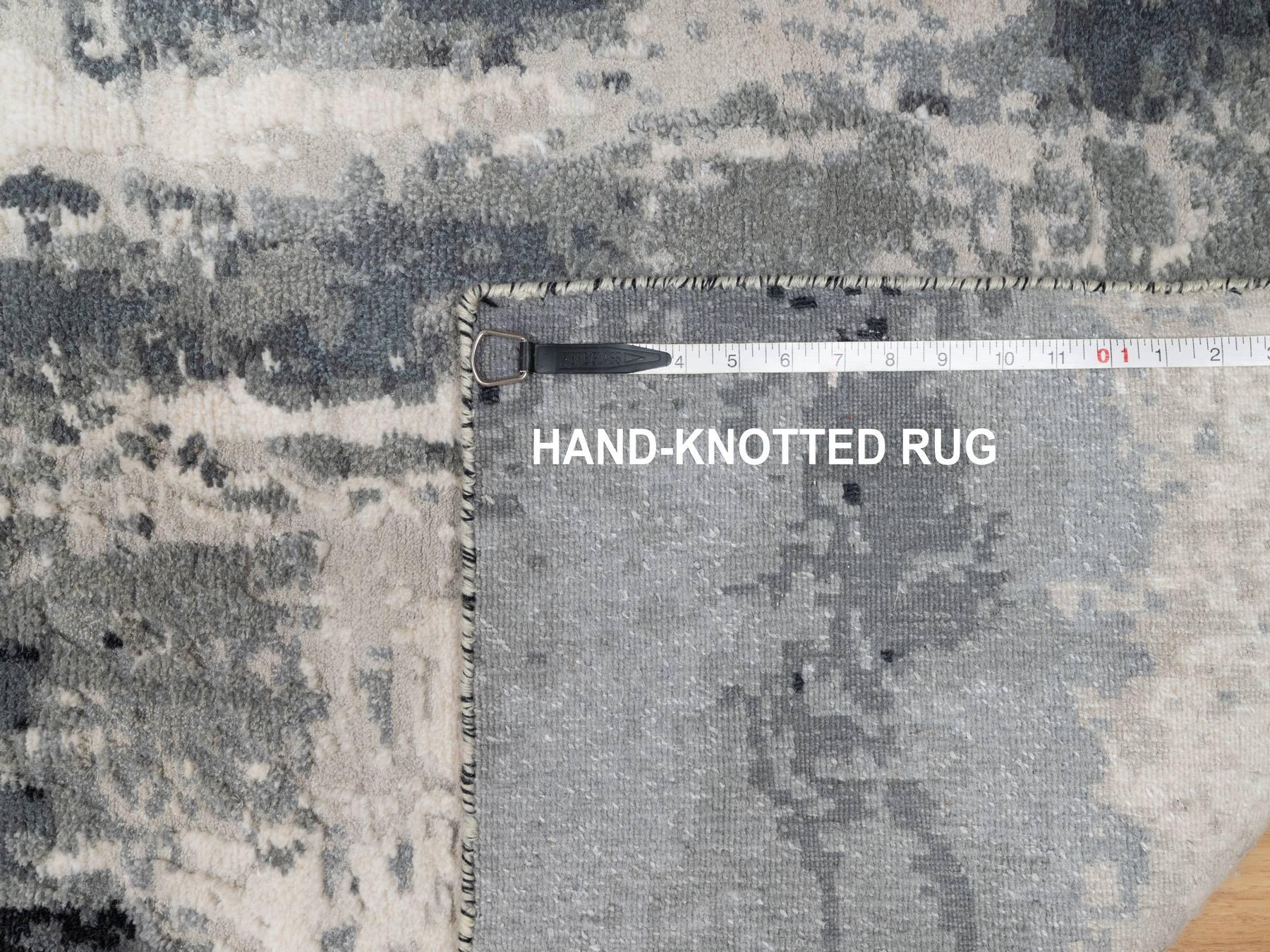 Modern / Contemporary hand-knotted wool/silk runner in Black, 2'6" x 8'0", SKU O090810