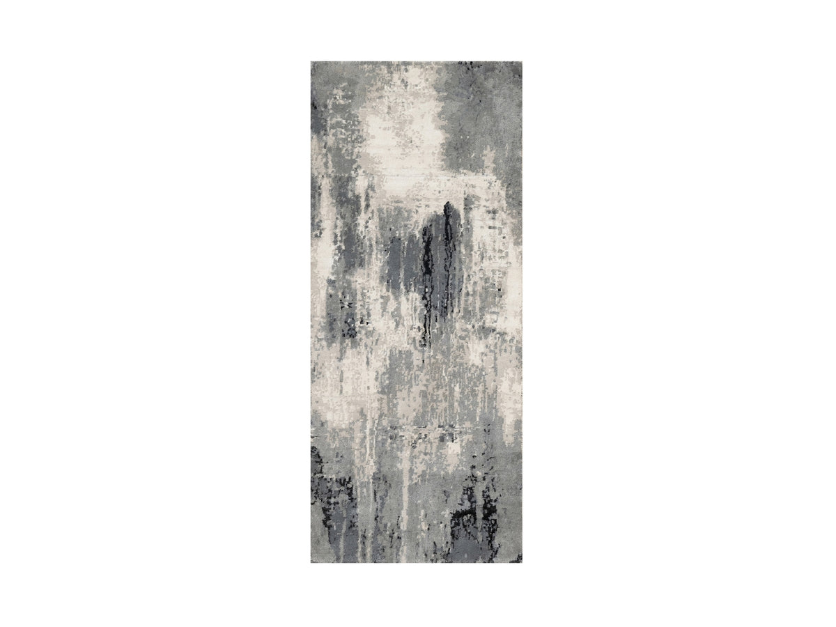 Modern / Contemporary hand-knotted wool/silk runner in Black, 2'7" x 6'4", SKU O090811