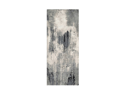 Modern / Contemporary hand-knotted wool/silk runner in Black, 2'7" x 6'4", SKU O090811