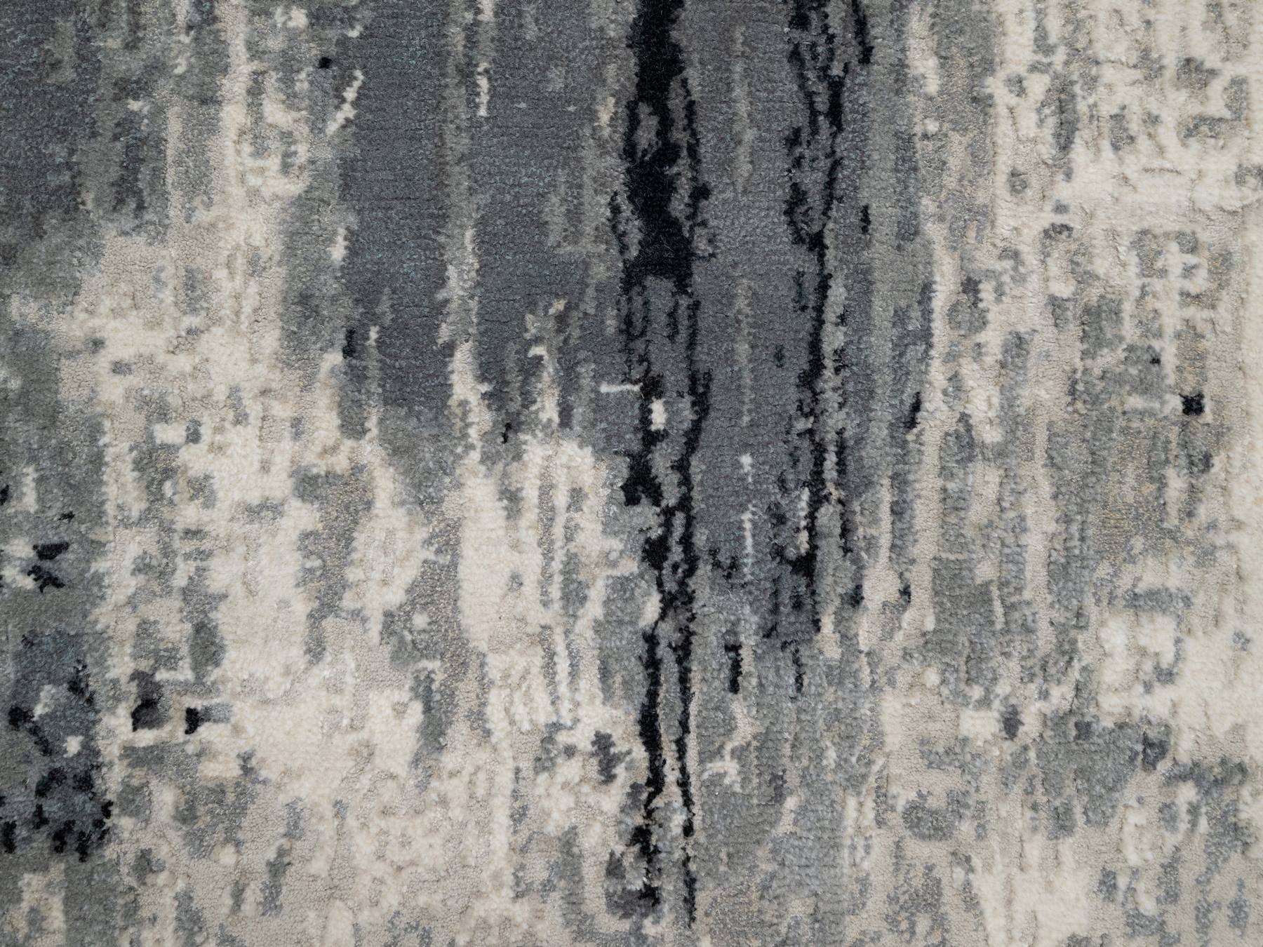 Modern / Contemporary hand-knotted wool/silk runner in Black, 2'7" x 6'4", SKU O090811