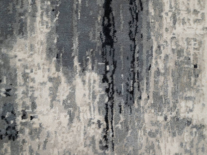 Modern / Contemporary hand-knotted wool/silk runner in Black, 2'7" x 6'4", SKU O090811