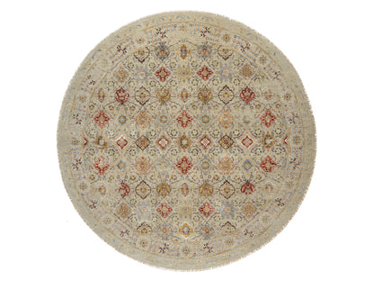 Transitional hand-knotted wool/silk rug in Beige, 12'0" x 12'0", SKU O090813