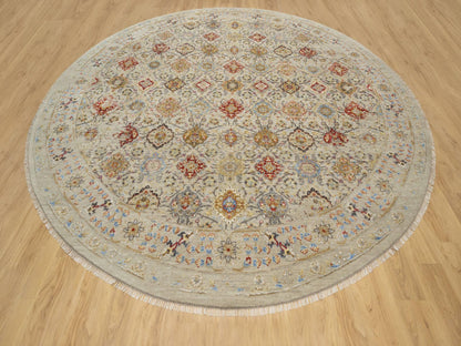 Transitional hand-knotted wool/silk rug in Beige, 12'0" x 12'0", SKU O090813