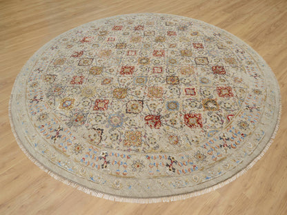 Transitional hand-knotted wool/silk rug in Beige, 12'0" x 12'0", SKU O090813