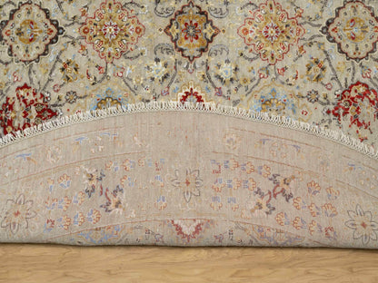 Transitional hand-knotted wool/silk rug in Beige, 12'0" x 12'0", SKU O090813