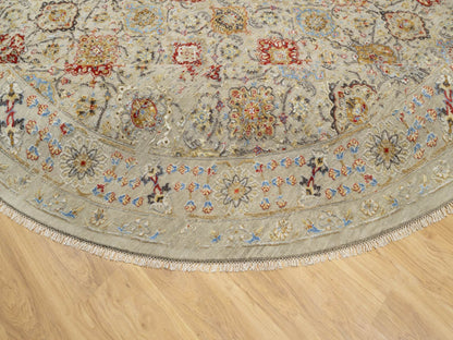 Transitional hand-knotted wool/silk rug in Beige, 12'0" x 12'0", SKU O090813