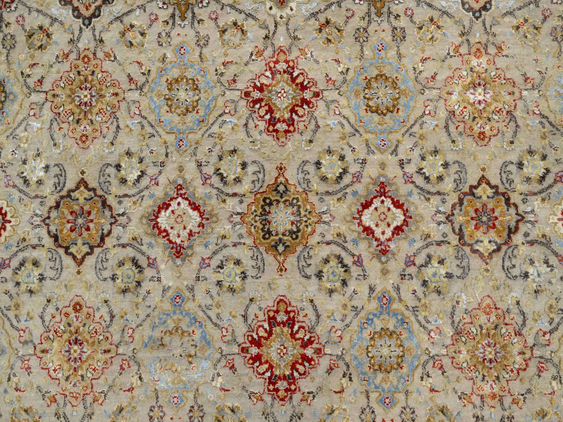 Transitional hand-knotted wool/silk rug in Beige, 12'0" x 12'0", SKU O090813