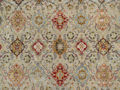 Transitional hand-knotted wool/silk rug in Beige, 12'0" x 12'0", SKU O090813