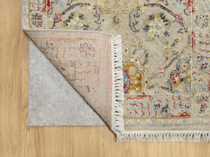 Transitional hand-knotted wool/silk runner in Beige, 2'5" x 22'0", SKU O090814