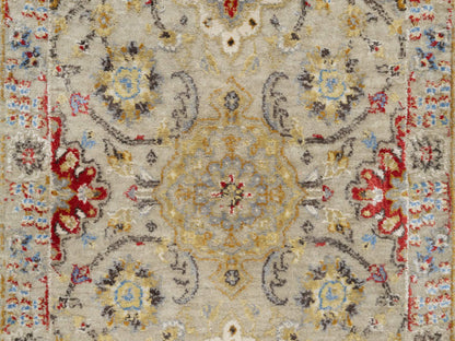 Transitional hand-knotted wool/silk runner in Beige, 2'5" x 22'0", SKU O090814