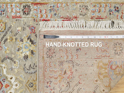 Transitional hand-knotted wool/silk runner in Beige, 2'5" x 22'0", SKU O090814