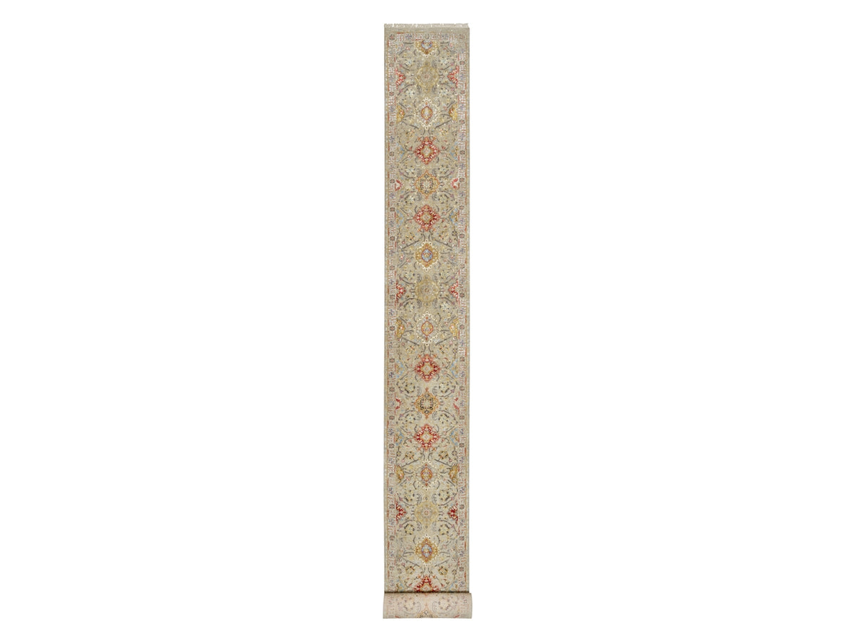 Transitional hand-knotted wool rug in Beige, 2'7" x 22'0", SKU O090815