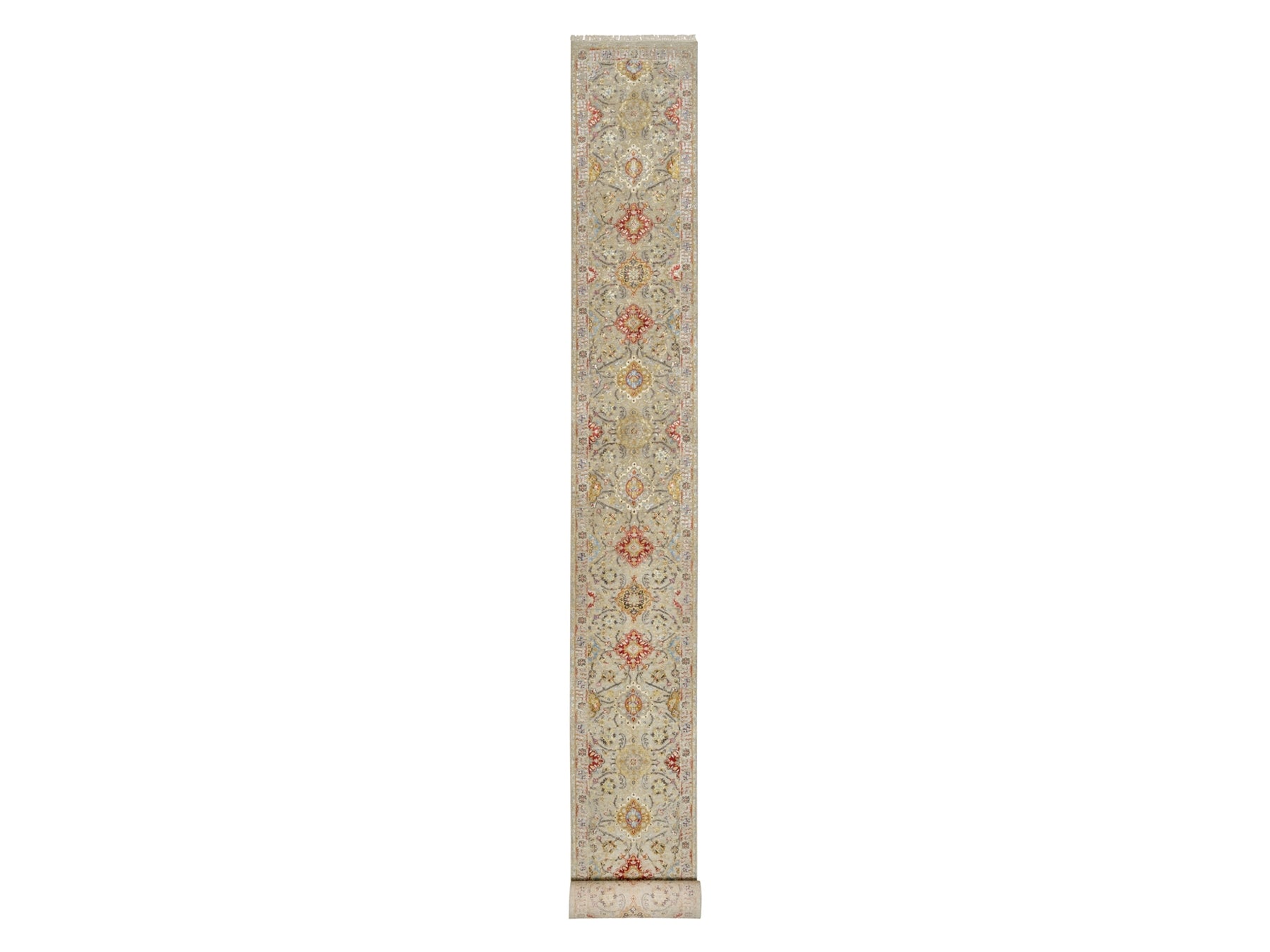 Transitional hand-knotted wool rug in Beige, 2'7" x 22'0", SKU O090815