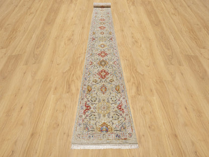 Transitional hand-knotted wool rug in Beige, 2'7" x 22'0", SKU O090815