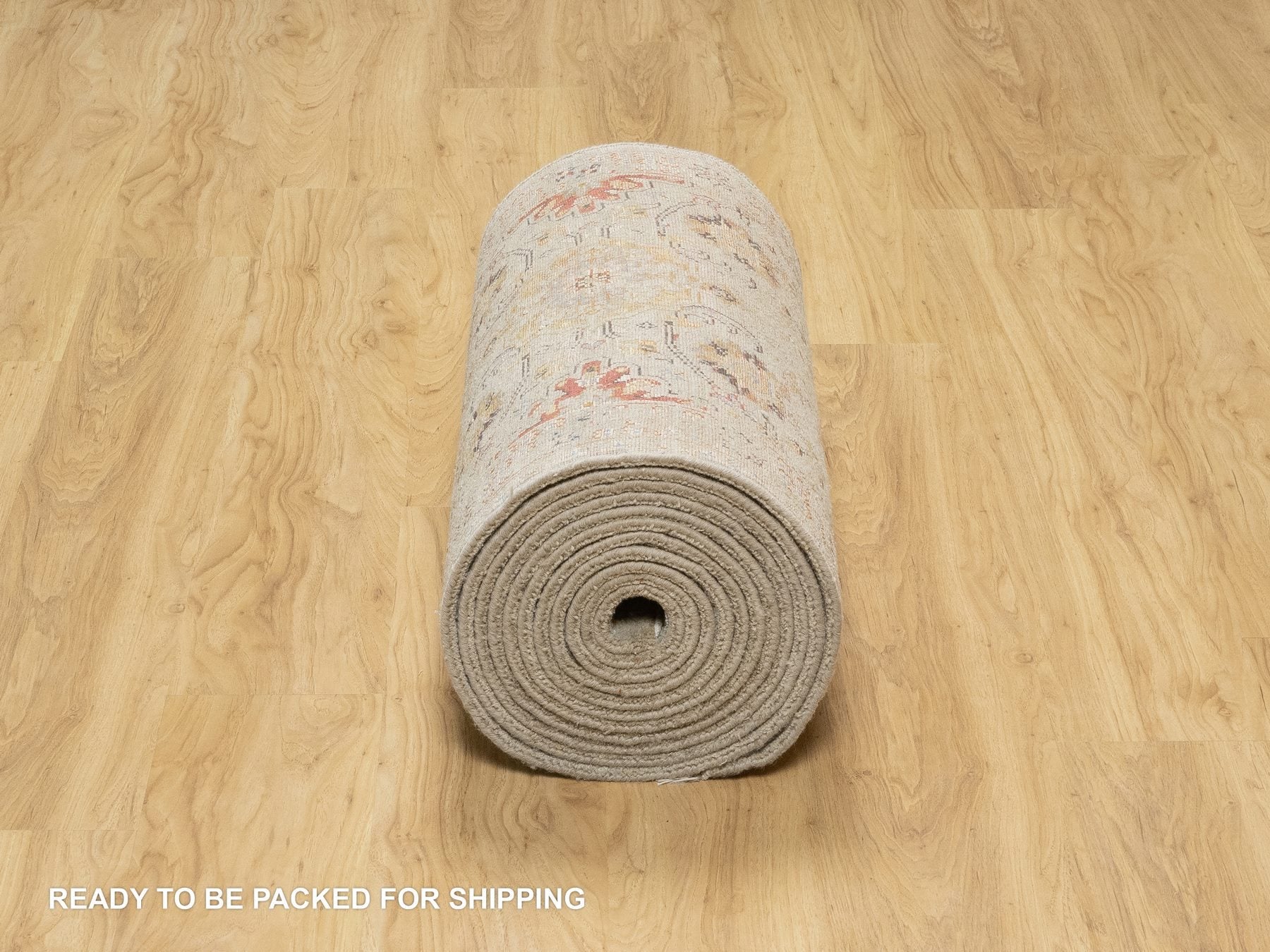 Transitional hand-knotted wool rug in Beige, 2'7" x 22'0", SKU O090815