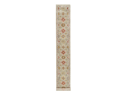 Transitional hand-knotted wool/silk runner in Beige, 2'9" x 20'0", SKU O090816
