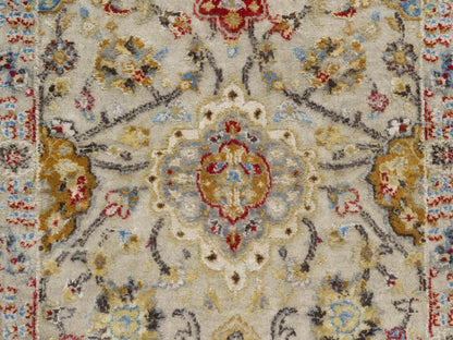 Transitional hand-knotted wool/silk runner in Beige, 2'9" x 20'0", SKU O090816