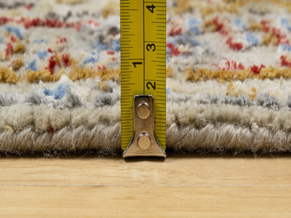 Transitional hand-knotted wool/silk runner in Beige, 2'9" x 20'0", SKU O090816