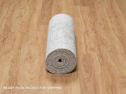 Grey 2'7" x 16'0" Transitional Hand knotted Wool/Silk Rug - Sku: O090817