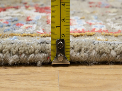 Transitional hand-knotted wool/silk runner in Beige, 2'7" x 26'0", SKU O090818