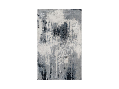 Black 3'1" x 5'3" Modern and Contemporary Hand knotted Wool/Silk Rug - Sku: O090819