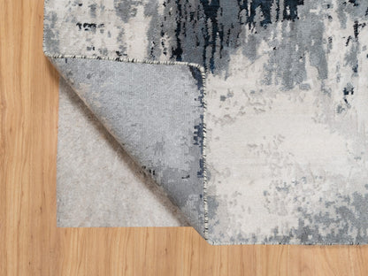 Black 3'1" x 5'3" Modern and Contemporary Hand knotted Wool/Silk Rug - Sku: O090819