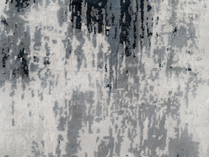 Black 3'1" x 5'3" Modern and Contemporary Hand knotted Wool/Silk Rug - Sku: O090819