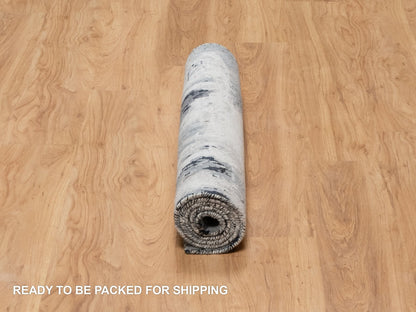 Black 3'1" x 5'3" Modern and Contemporary Hand knotted Wool/Silk Rug - Sku: O090819