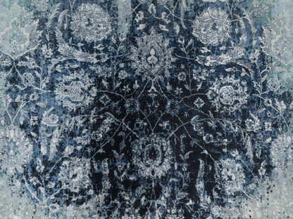 Grey 10'1" x 10'4" Transitional Hand knotted Wool/Silk Rug - Sku: O090820