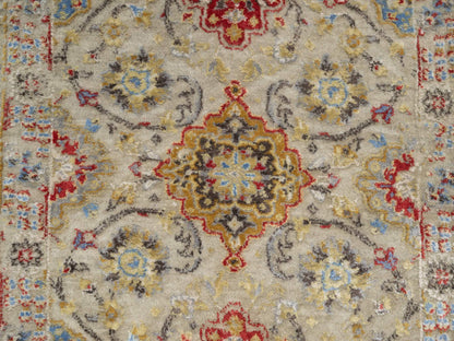 Transitional hand-knotted wool/silk runner in Beige, 2'7" x 26'0", SKU O090823