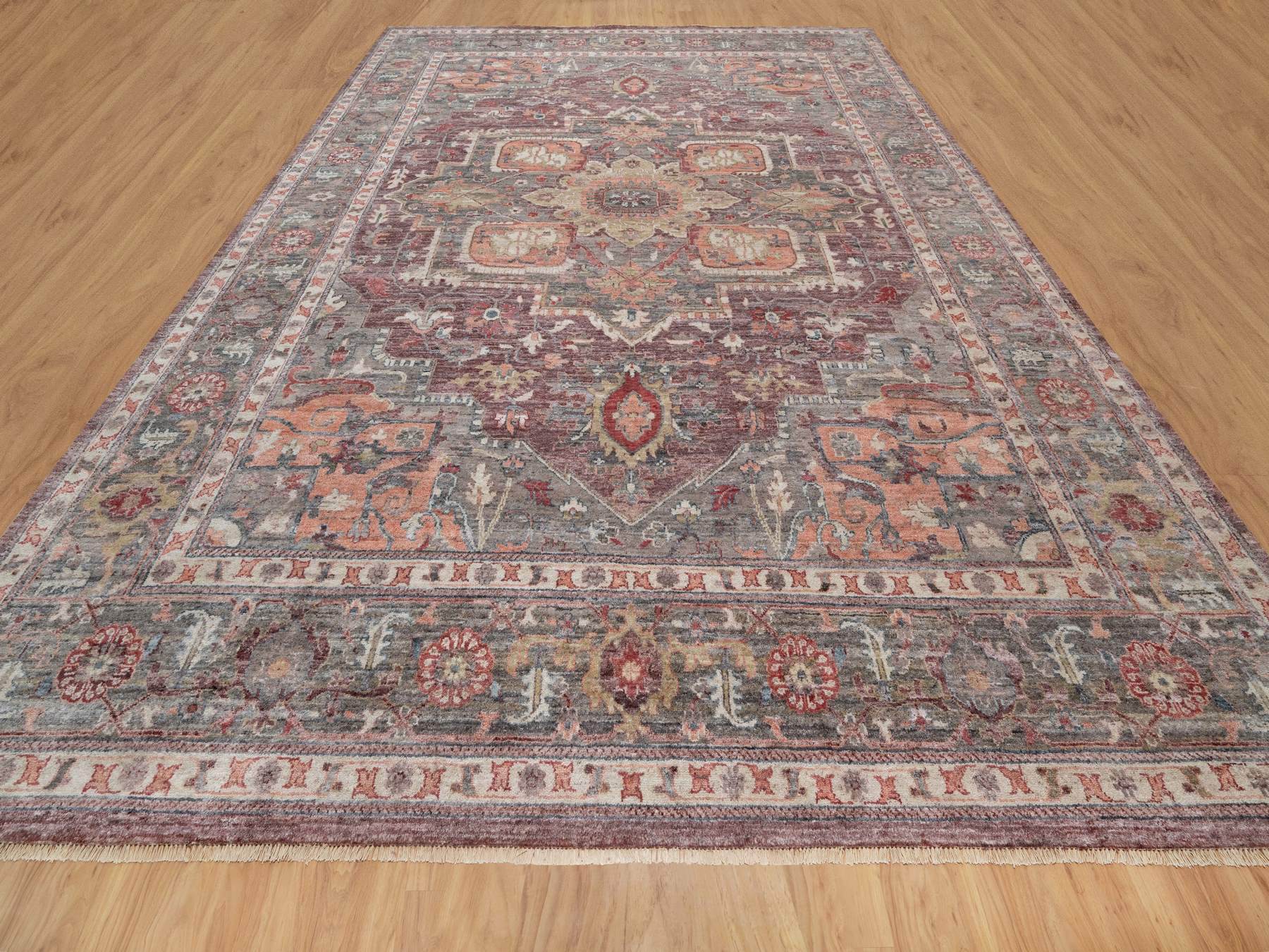 Heriz Tribal hand-knotted wool rug in Red, 12'0" x 15'2", SKU O090824