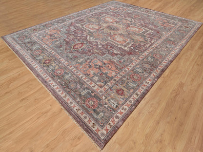 Red 12'0" x 15'2" Tribal Hand knotted Wool Rug - Sku: O090824