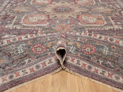 Red 12'0" x 15'2" Tribal Hand knotted Wool Rug - Sku: O090824