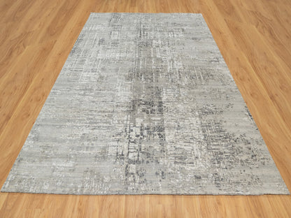 Grey 8'0" x 10'2" Modern / Contemporary Hand knotted Wool Rug - Sku: O090830