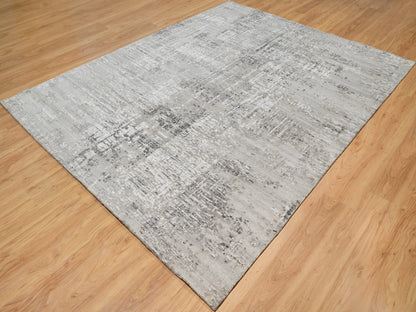 Grey 8'0" x 10'2" Modern / Contemporary Hand knotted Wool Rug - Sku: O090830