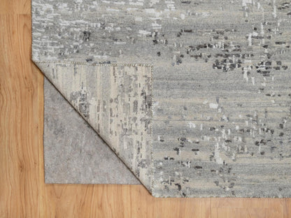 Grey 8'0" x 10'2" Modern / Contemporary Hand knotted Wool Rug - Sku: O090830