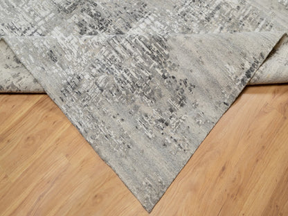 Grey 8'0" x 10'2" Modern / Contemporary Hand knotted Wool Rug - Sku: O090830