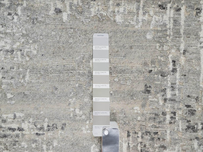 Grey 8'0" x 10'2" Modern / Contemporary Hand knotted Wool Rug - Sku: O090830