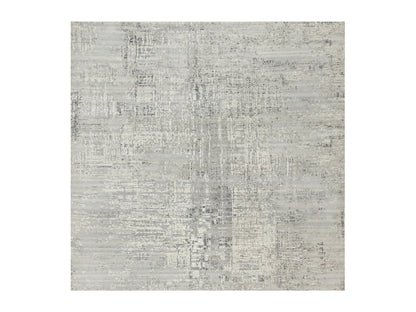 Grey 8'1" x 8'0" Modern / Contemporary Hand knotted Wool Rug - Sku: O090835